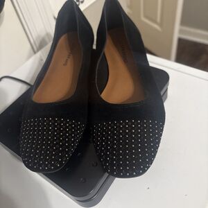 Lucky Brand Womens Abbitha Ballet Flat Shoes Oiled Black Suede Size 6.5 Runs Big